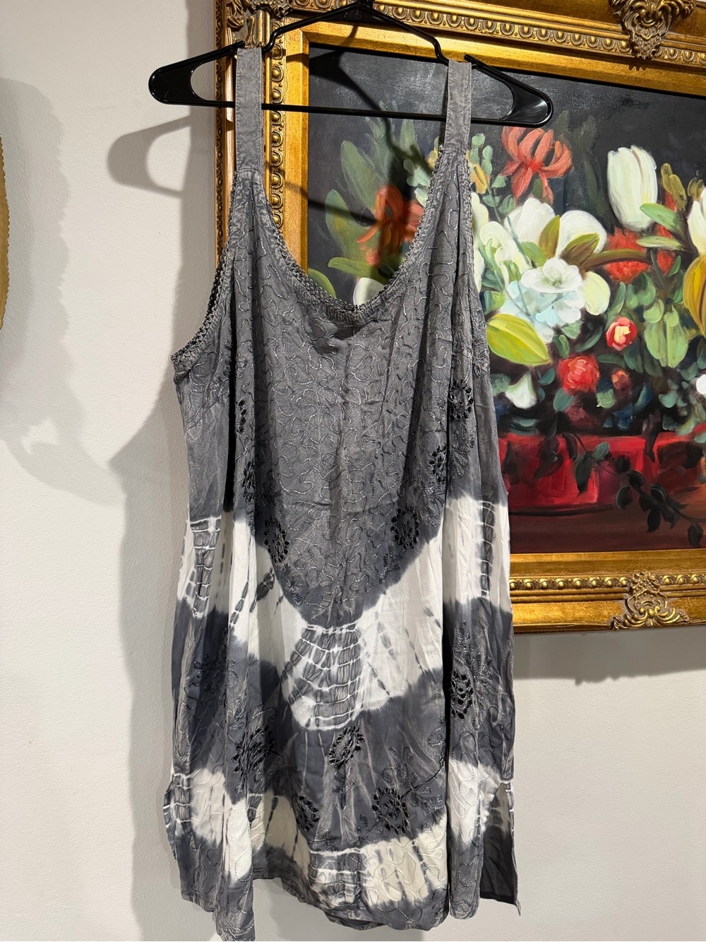 Daisy Island Charcoal Gray Crochet-Trim dress